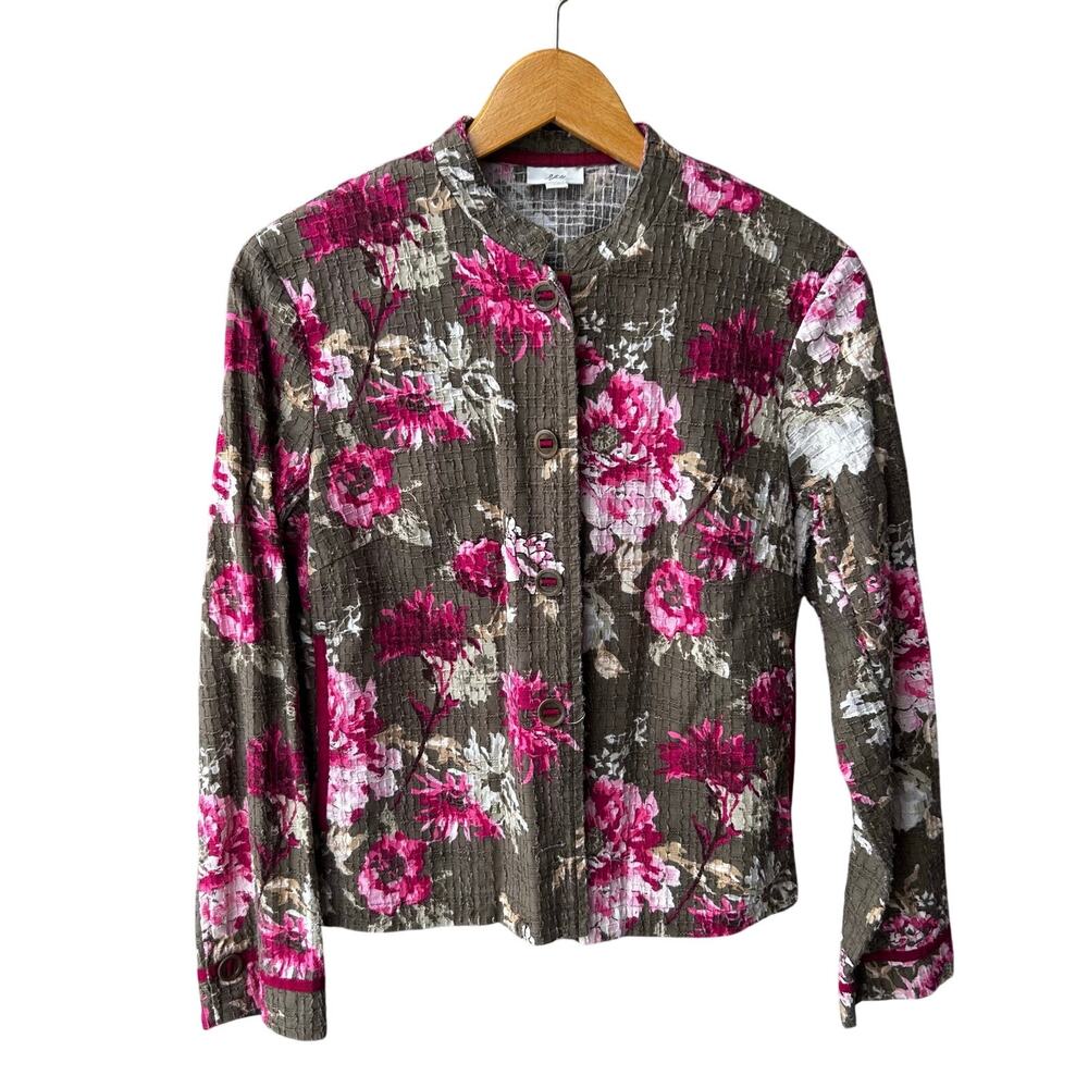 J. Jill Floral Jacket Pink/Olive Size Womens XS
